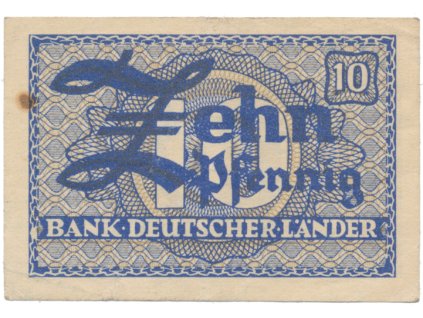 Německo - NSR, 10 Pfennig (1948), chybotisk v ornamentu, Ros.251b