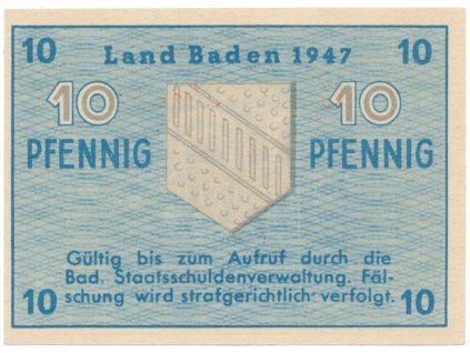 64324 1 nemecko francouzska okupacni zona baden 10 pfennig 1947 ros 209d