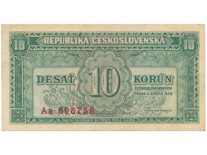 64801 ceskoslovensko 10 koruna 1950 prvni dvojpismenkova serie aa hej 86b