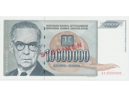 64915 jugoslavie 10 000 000 dinara 1993 anulat aa 0000000 razitko specimen p 122