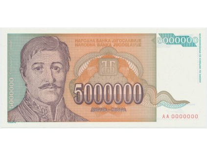 64951 jugoslavie 5 000 000 dinara 1993 anulat aa 0000000 p 132