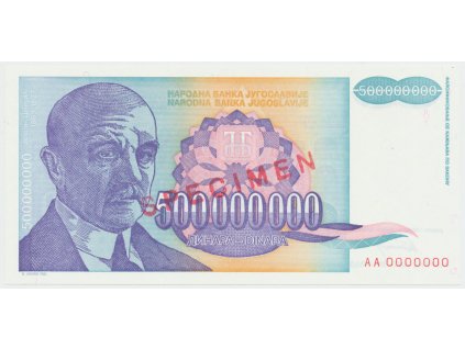 64972 jugoslavie 500 000 000 dinara 1993 anulat aa 0000000 razitko specimen p 134