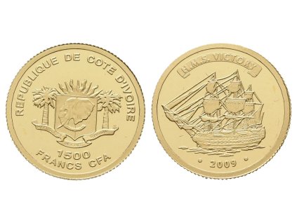 1500 franků - 2009 - Au 1,00 g - 999.9/1000 - HMS Victory