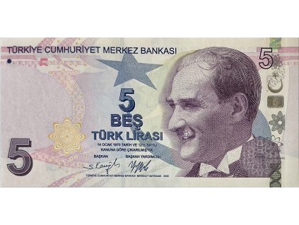 66460 turecko 5 lira 2009 p 222a