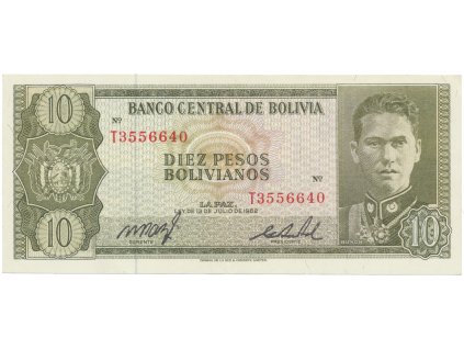 Bolívie, 10 Pesos Bolivianos 1962, P.154a