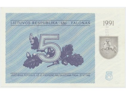 66607 66607 litva 5 talonas 1991 p 34b