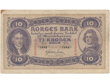 Norsko, 10 Kroner 1940, P.8c