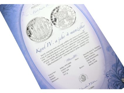66730 1 stribrna investicni medaile karel iv a jeho 4 manzelky ag 24 5 g 999 1000 certifikat