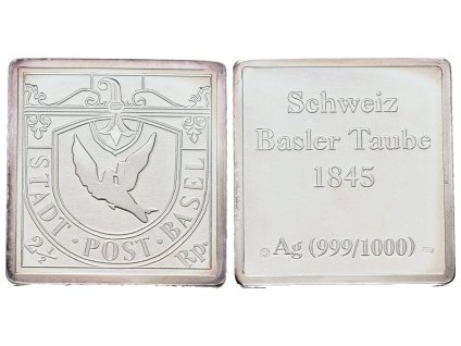 66949 66949 stribrna znamka basilejska holubicka z roku 1845 ag 7 g 999 1000