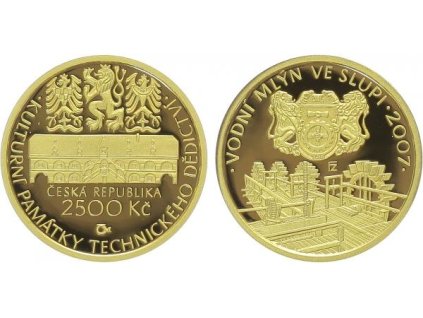 2500 Kč 2007 - Vodní mlýn ve Slupi, PROOF, bez certifikátu