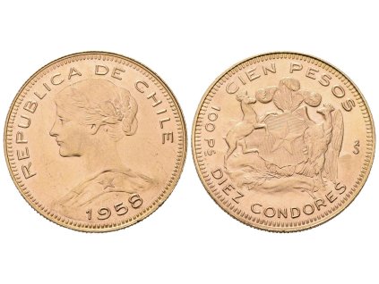 68521 68521 68521 chile 100 pesos 10 condores 1958