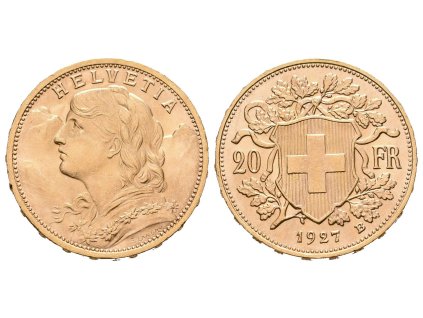Švýcarsko, 20 Frank 1927 B