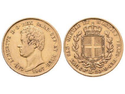 Sardínie, 20 Lira 1847 P