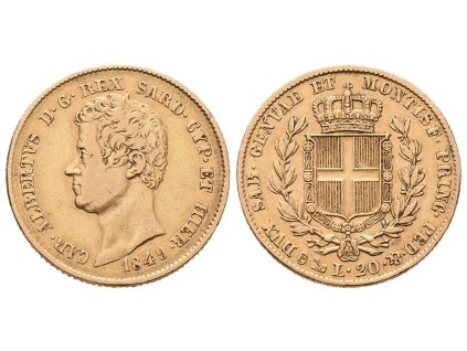 Sardínie, 20 Lira 1849 P