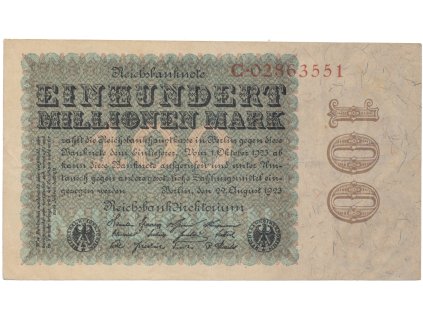 74887 74887 nemecko 100 millionen mark 1923 eichenlaub ro 106a