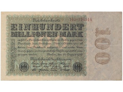 74929 74929 74929 nemecko 100 millionen mark 1923 eichenlaub ro 106c