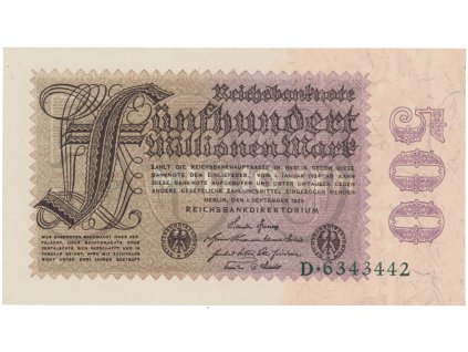 75073 75073 nemecko 500 millionen mark 1923 ro 109a