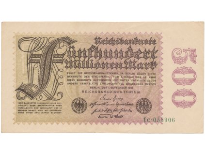 75094 75094 nemecko 500 millionen mark 1923 vodoznak kreuzblutten ro 109b