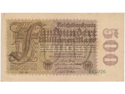 75118 75118 nemecko 500 millionen mark 1923 vodoznak hakensterne ro 109d