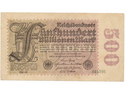 75127 75127 nemecko 500 millionen mark 1923 vodoznak hakensterne ro 109d