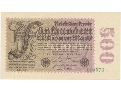 75136 75136 nemecko 500 millionen mark 1923 vodoznak ringe ro 109f