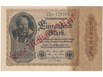 75157 75157 75157 nemecko 1 milliarde mark 1923 ro 110b