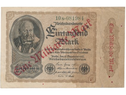 75166 75166 nemecko 1 milliarde mark 1923 ro 110b