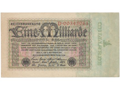 75223 75223 75223 nemecko 1 milliarde mark 1923 ro 111a