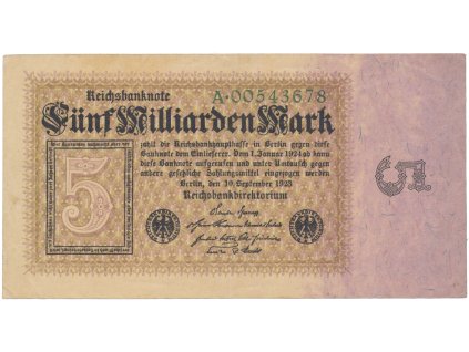 75238 75238 75238 nemecko 5 milliarden mark 1923 ro 112a