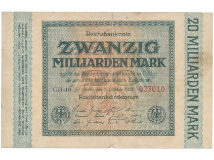 75295 75295 75295 nemecko 20 milliarden mark 1923 ro 115b