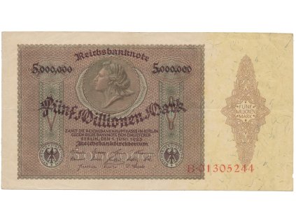 75955 75955 75955 nemecko 5 millionen mark 1923 ro 88