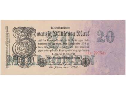 76159 76159 76159 nemecko 20 millionen mark 1923 ro 96b