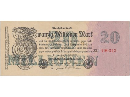 76183 76183 76183 nemecko 20 millionen mark 1923 ro 96c
