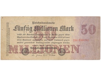 76225 76225 76225 nemecko 50 millionen mark 1923 ro 97b