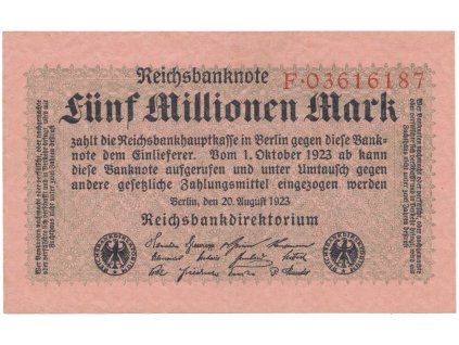 76405 76405 76405 nemecko 5 millionen mark 1923 ro 104a