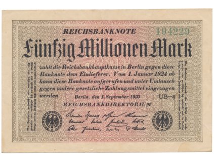 76573 76573 76573 nemecko 50 millionen mark 1923 ro 108l