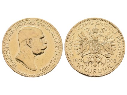 77446 10 koruna 1908 jubilejni
