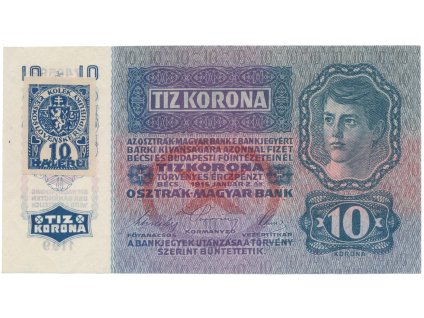 77977 77977 77977 ceskoslovensko 10 koruna 1915 1919 strihany kolek hej 1