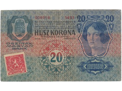 78085 20 koruna 1913 1919 i vydani hej 2