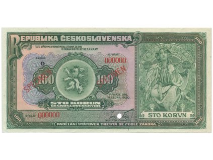 78154 100 koruna 1920 serie d anulat hej 16v1b