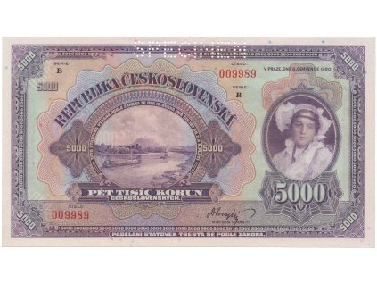 78166 5000 koruna 1920 serie b specimen hej 17b s1