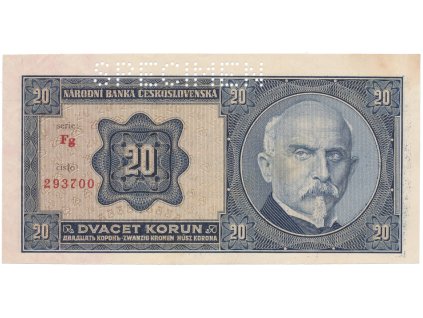 78199 20 koruna 1926 specimen z rubu hej 21c2 s2