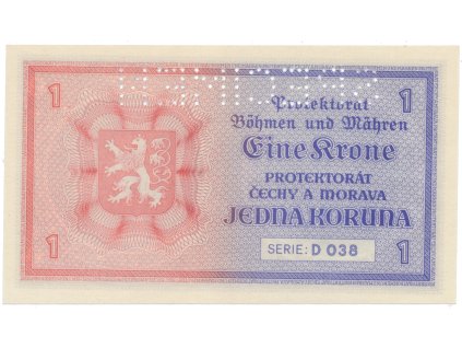 1 Koruna b.d. (1940), série D, SPECIMEN, Hej.30b.S1