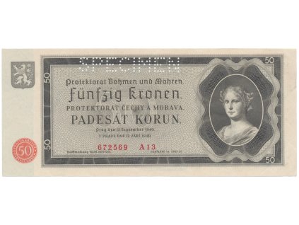 78718 50 koruna 1940 specimen hej 34a s1