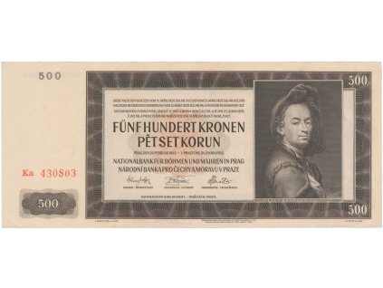 500 Koruna 1942, II. vydání, série Ka, Hej.36a
