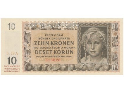 10 Koruna 1942, série A, SPECIMEN, Hej.37a.S1