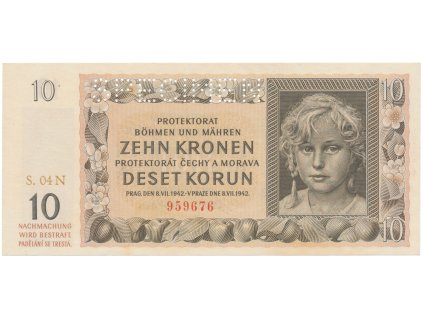 10 Koruna 1942, série N, SPECIMEN, Hej.37b1.S1