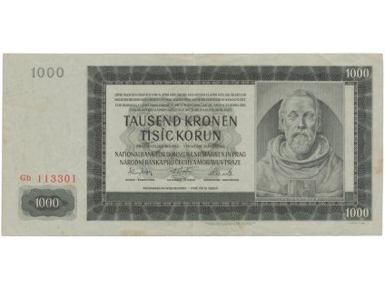 1000 Koruna 1942, II. vydání, série Gb, Hej.39a