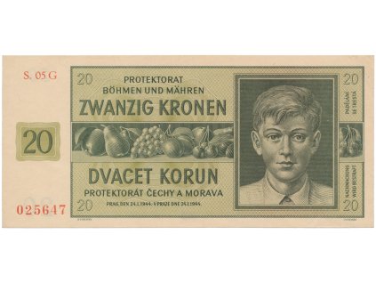 78784 20 koruna 1944 serie g hej 40b