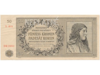 50 Koruna 1944, NEPLATNÉ, Hej.42a.S2